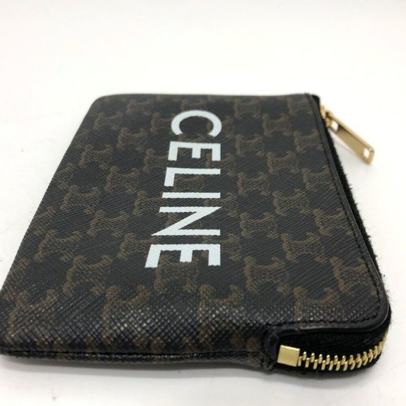 CELINE Triomphe coin purse PVC/Leather Brown/GoldHardware - Picture 13 of 14